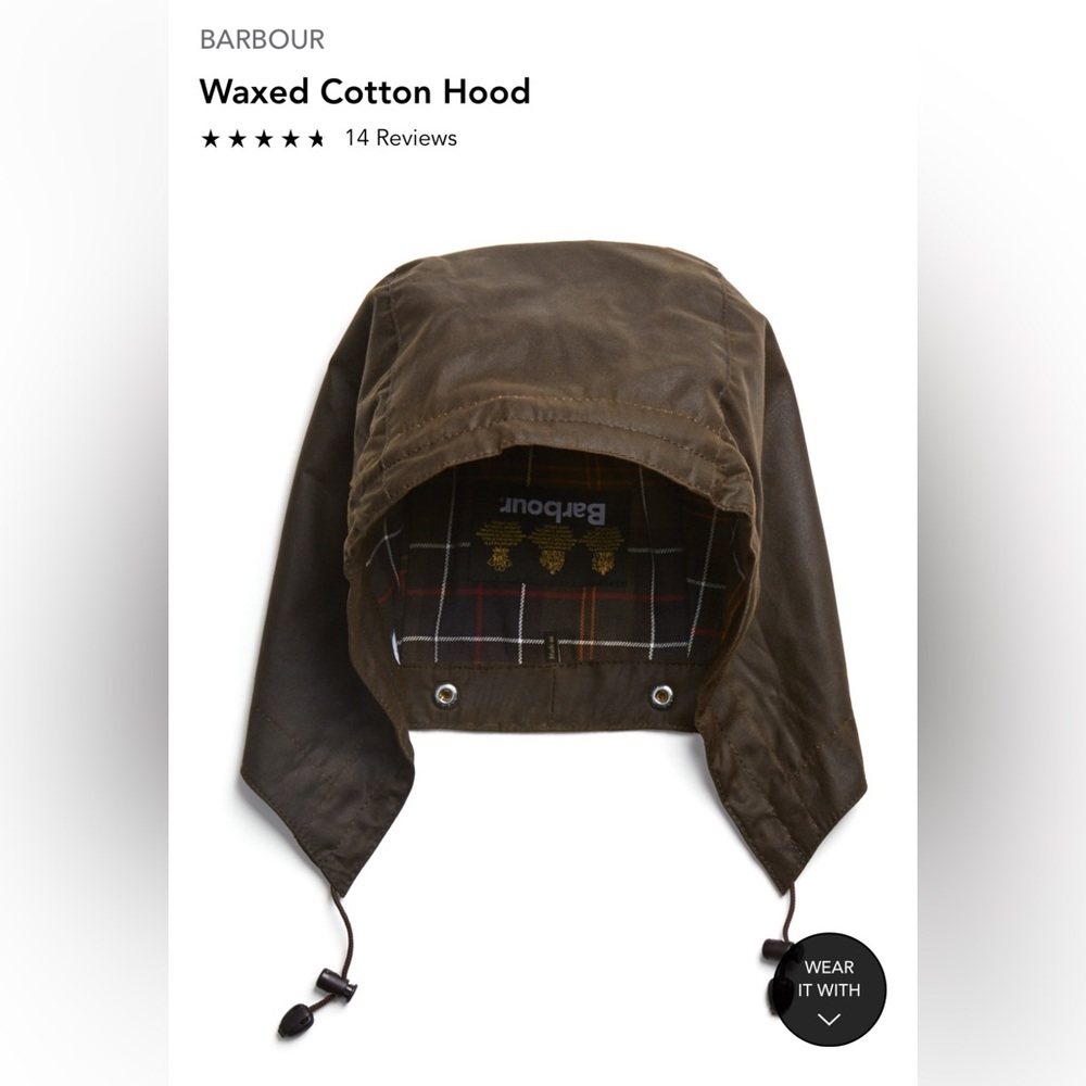 Barbour Waxed Cotton Hood NWT